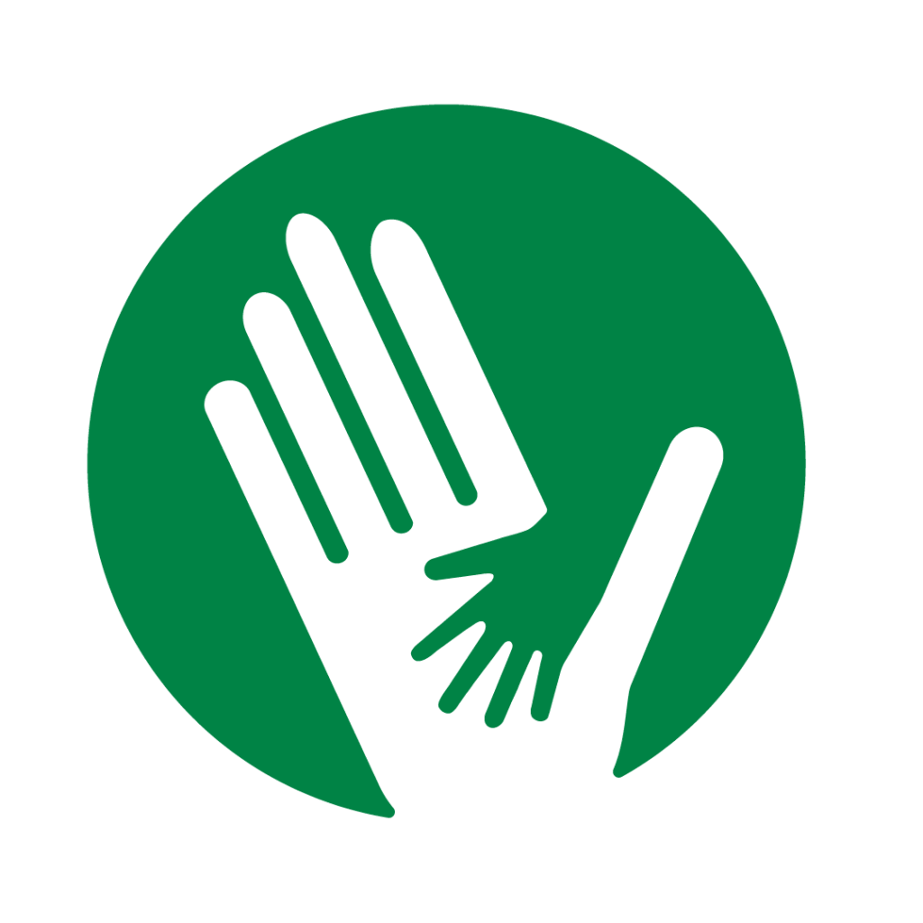 Grandparents Program logo. Child's hand in a Senior's hand.