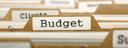 Image a file folder with word Budget printed on it